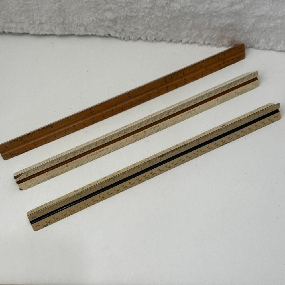 Vintage Pickett Dietzgen ExcelloTriangular Scale Ruler Lot of 3 Architects